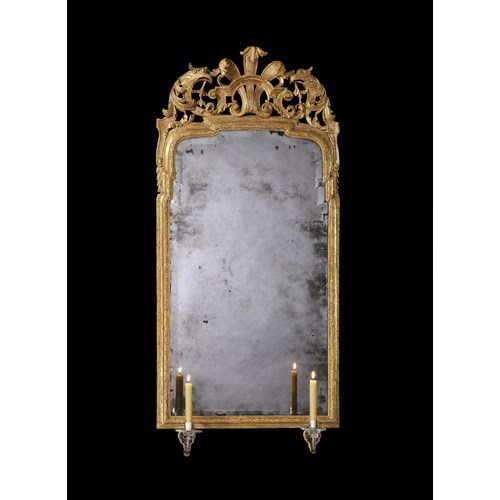 A GEORGE I GILTWOOD AND GESSO MIRROR